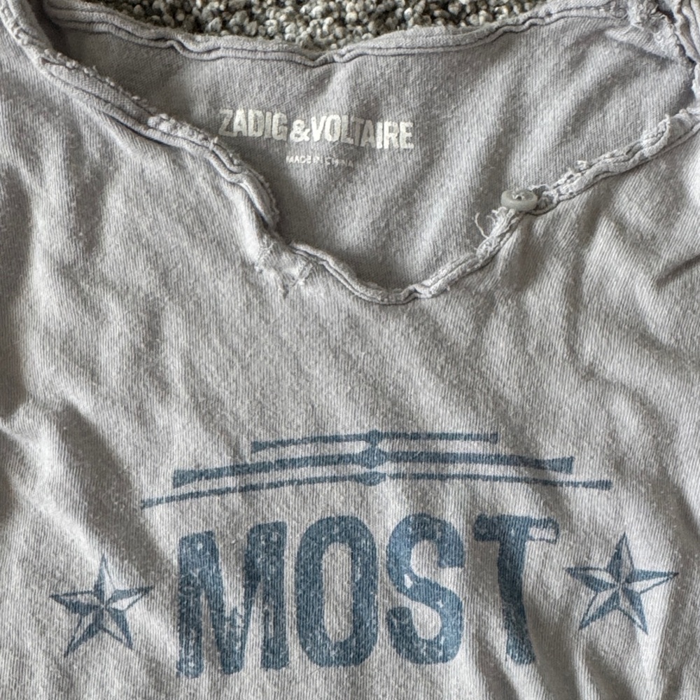 Zadig & Voltaire Light Gray 'Most Wanted' Tee